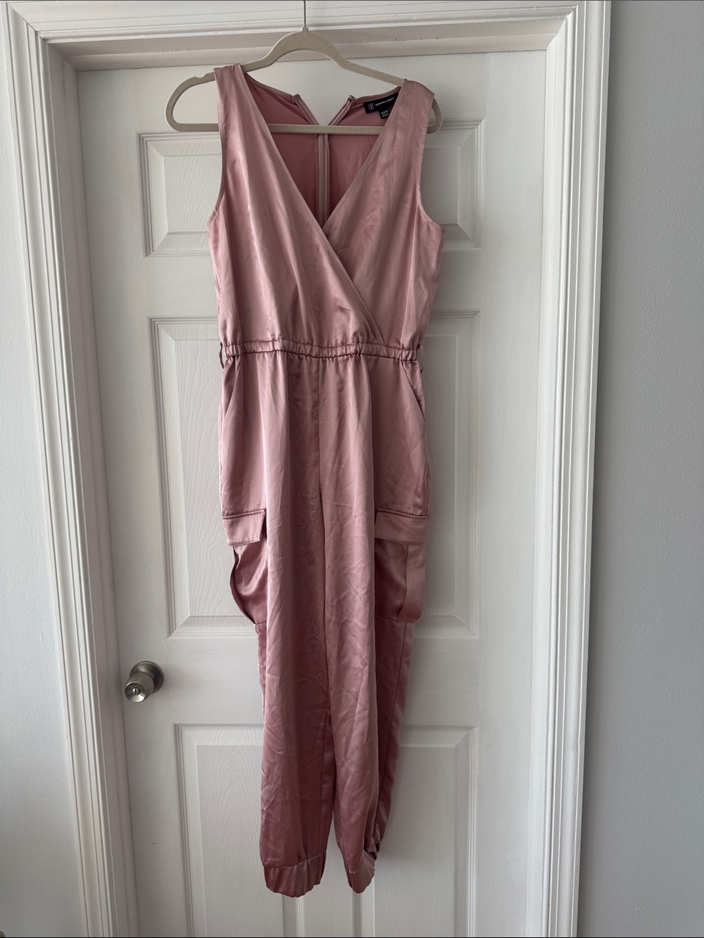 Satin Pink Sleeveless Jumpsuit